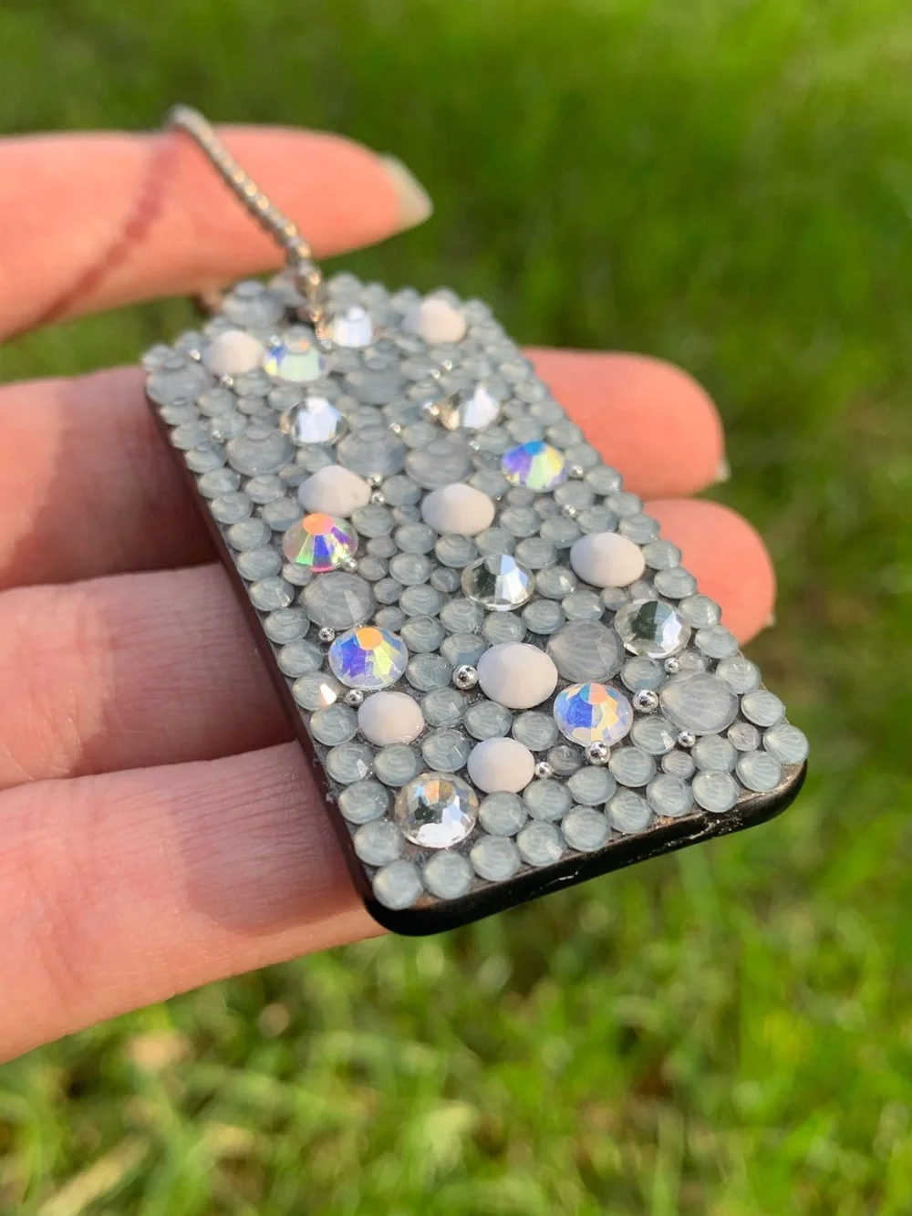 Coach New York Gray Hang tag with Rhinestones bag charm